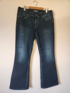 Silver Jeans Co Suki Surplus Thick Stitch Flap Pocket Bootcut Jeans Dark 33 Y2K